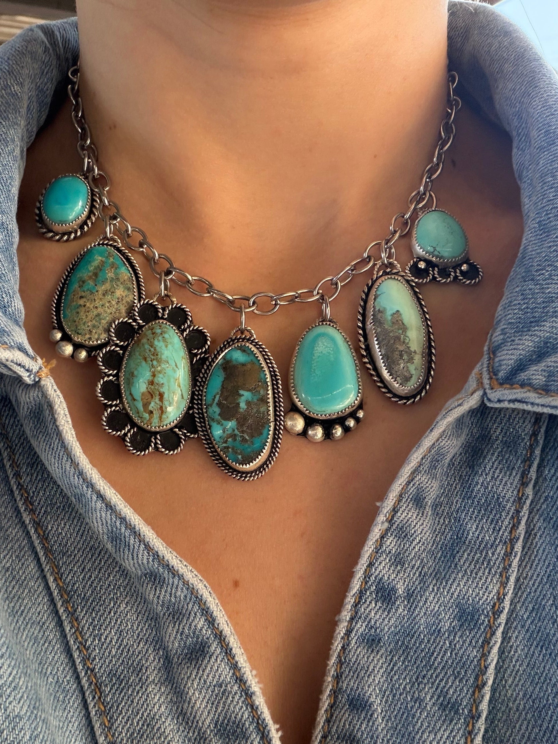 .Turquoise Trails Charm Necklace
